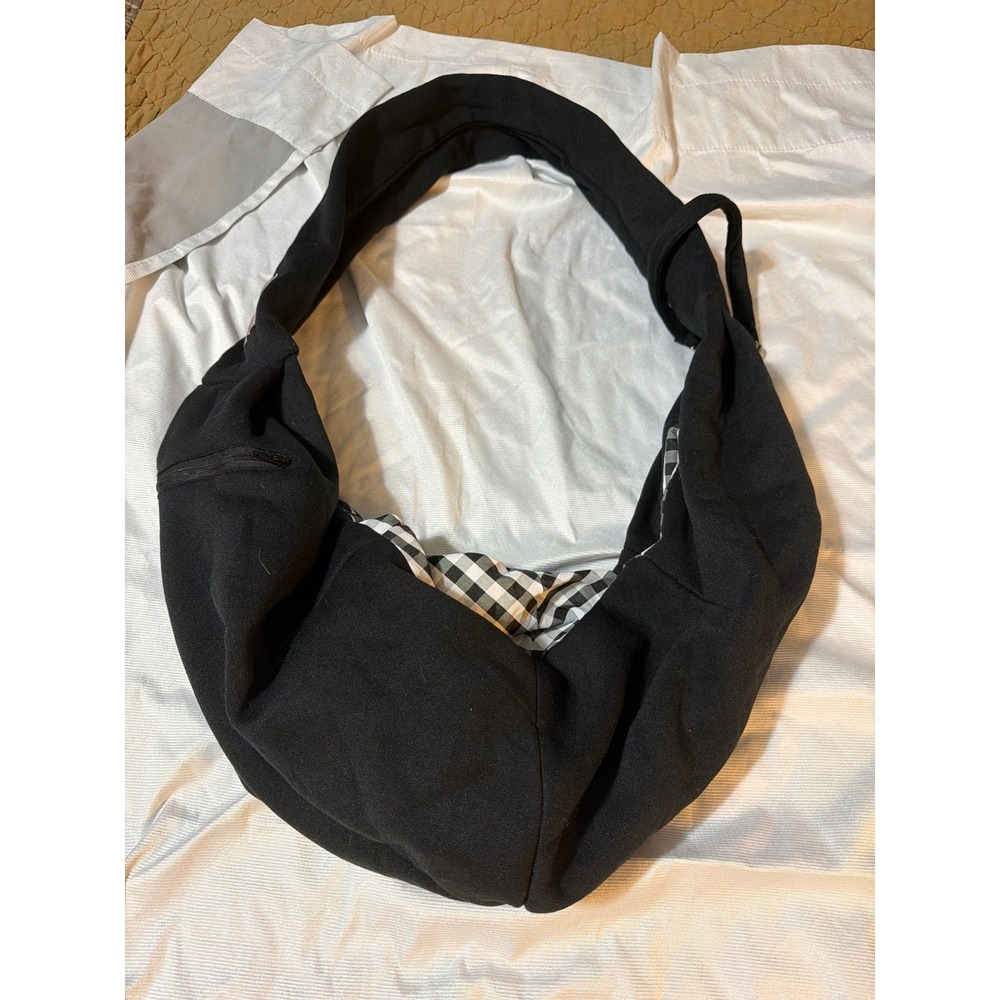 Tomkas Pet Sling Carrier Black Gingham Lining Small Dog Cat Hands Free  Bag